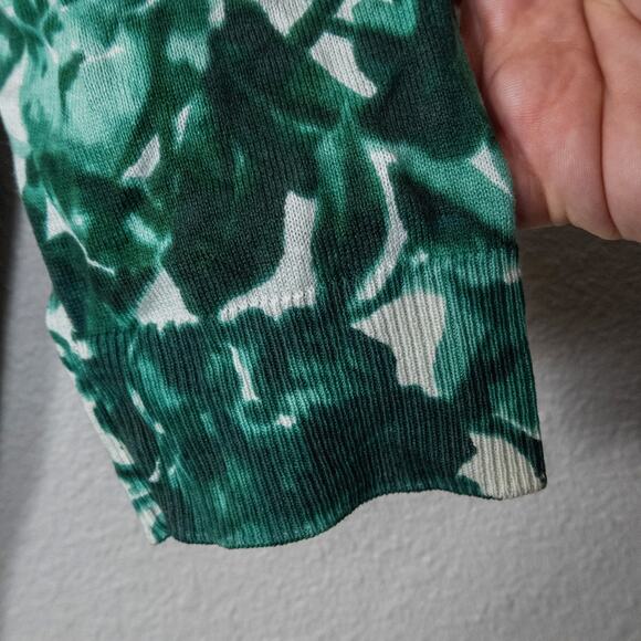 Talbots Women’s Blouse Green Floral Botanical Garden Prep Lightweight Knit Large - Picture 7 of 10